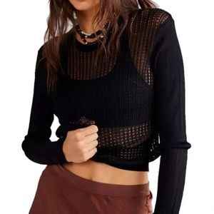 Free People Crewneck Pullover Sweater Black